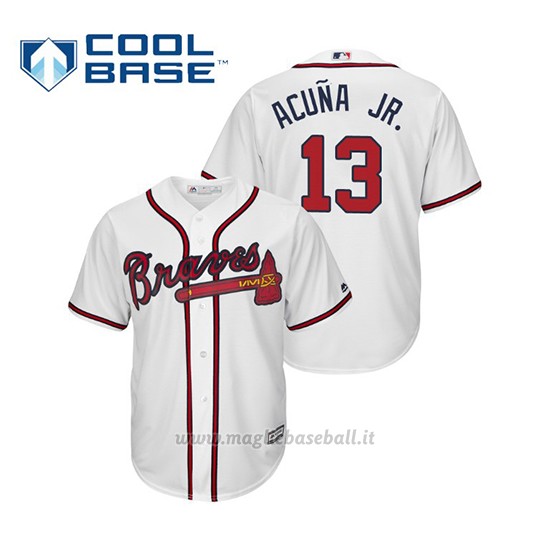 Maglia Baseball Uomo Atlanta Braves Ronald Acuna Jr. Cool Base Majestic 1ª2019 Bianco